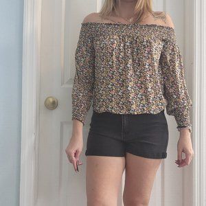 Off-the-Shoulder Floral Top Blouse